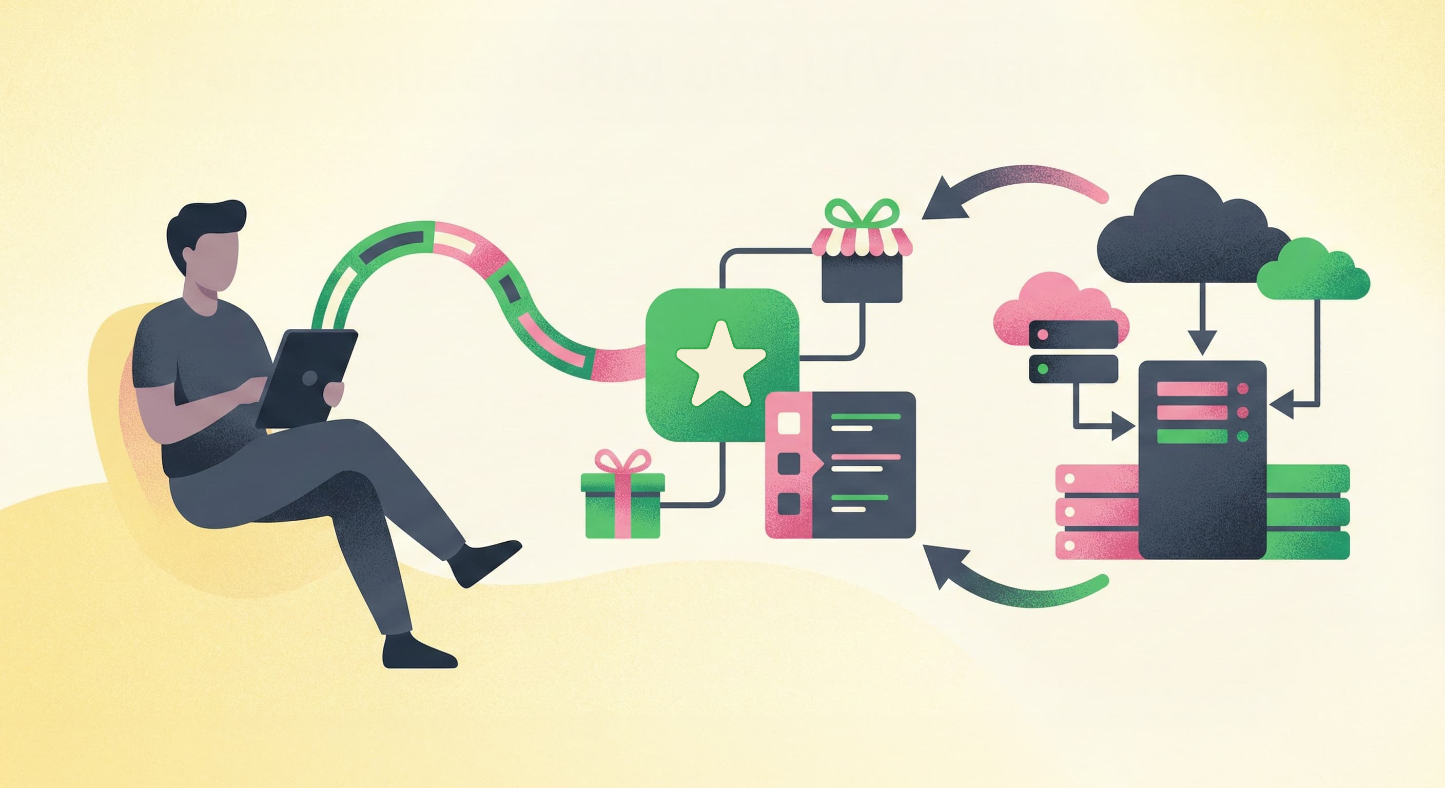 LINEアプリと外部データベース（CRM/SFA）間のリアルタイムなデータ連携と利活用を示す概念図。