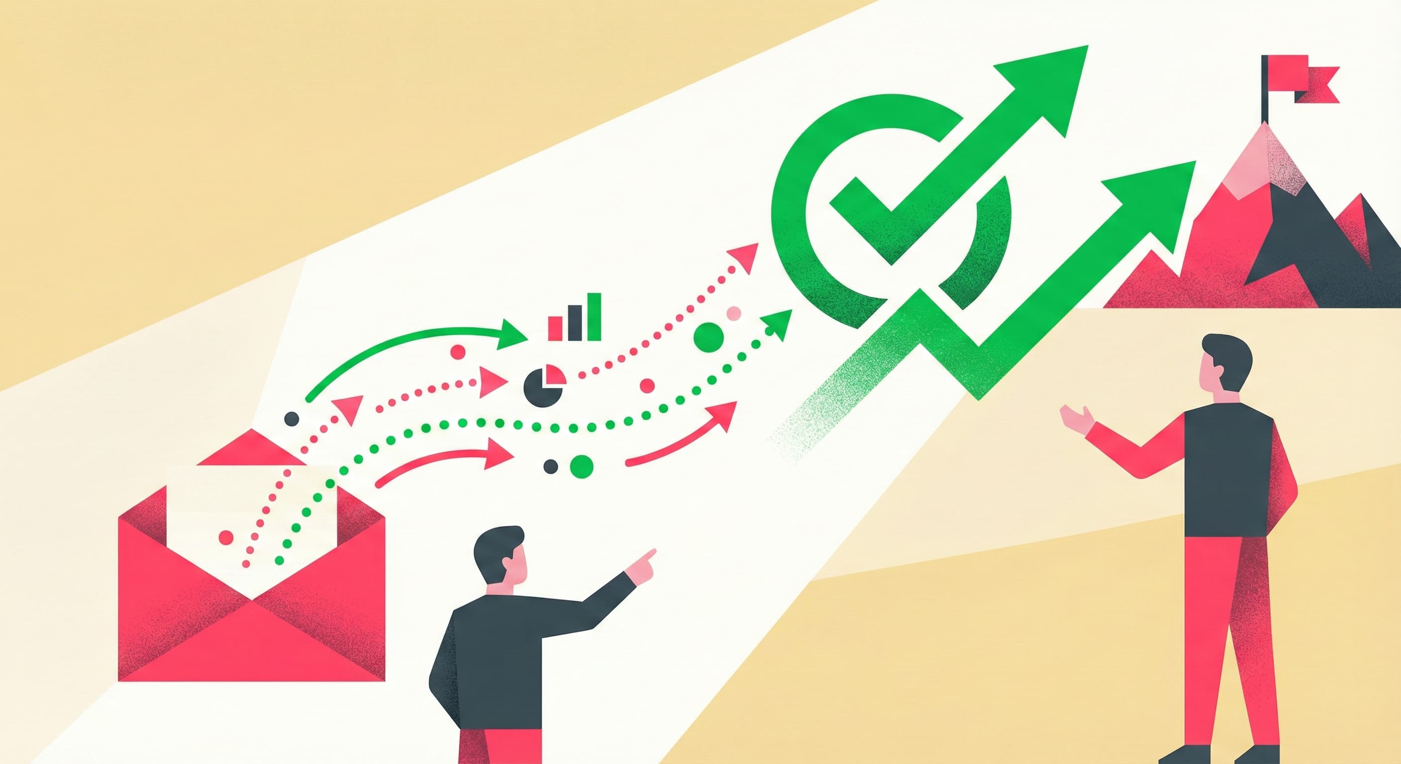 メッセージ配信から開封、データ分析を経て、最終的なコンバージョン（目標達成）へと至る一連の運用改善プロセスを視覚化した図。
